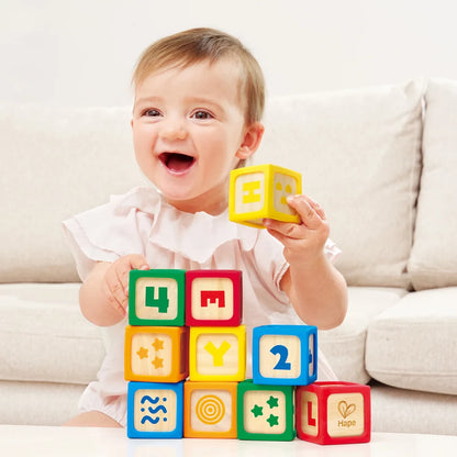 Hape Educational Grip-n-Stack Silicone & Wood Blocks 10pcs