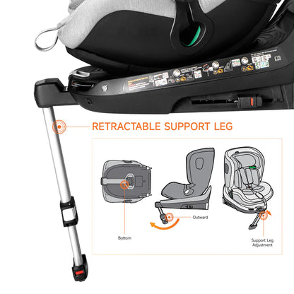 Welldon Smart Rotate 2 Pro iSize 360° Isofix Car Seat (Group 0+/1/2) Moonstone