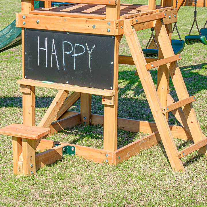 Mount Peak Taschhorn Wooden Swing Set with Slide & Playhouse