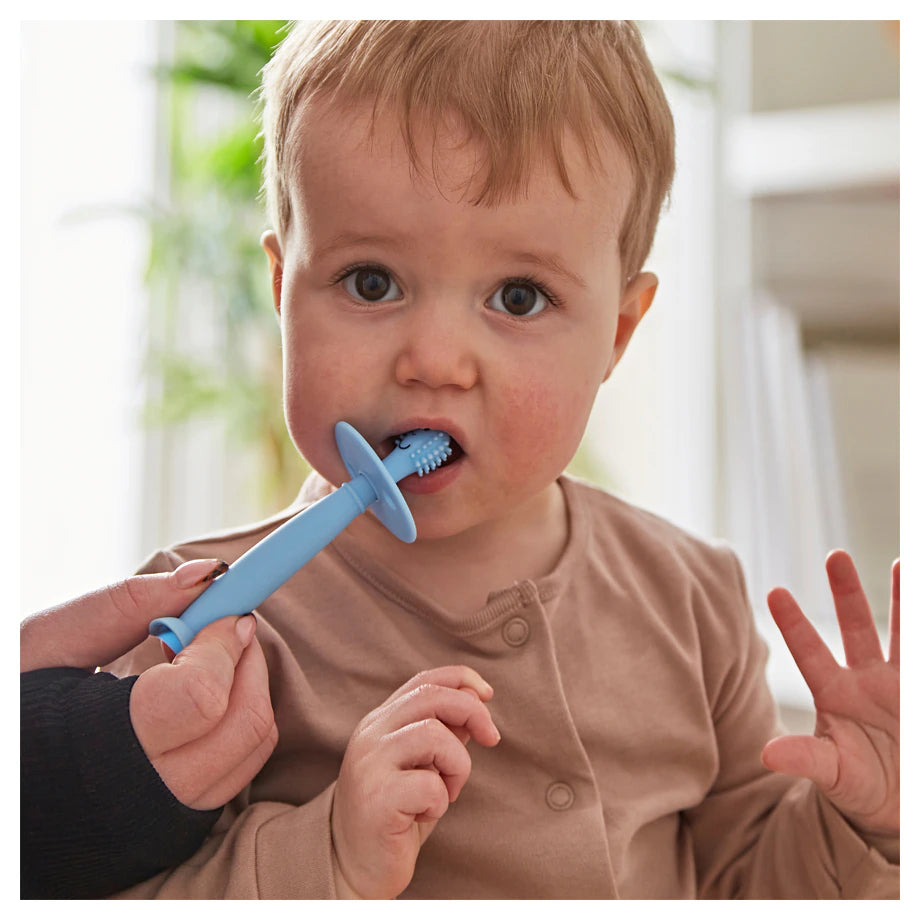 Matchstick Monkey Training Toothbrush With Stopper (Mint Green and Light Blue) Matchstick Monkey Training Toothbrush With Stopper (Mint Green and Light Blue)