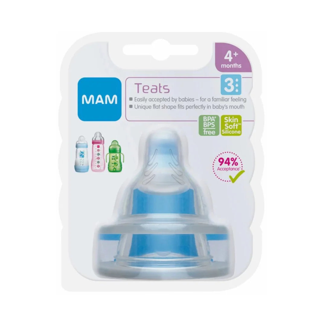 Mam Baby Silicone Teat Size 3 - 4M+ Pack Of 2 (Clear)