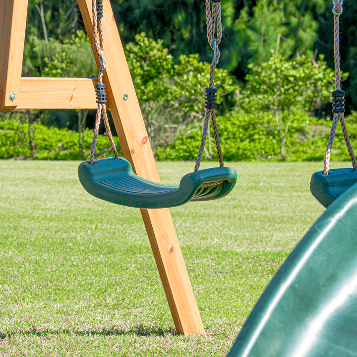 Mount Peak Taschhorn Wooden Swing Set with Slide & Playhouse