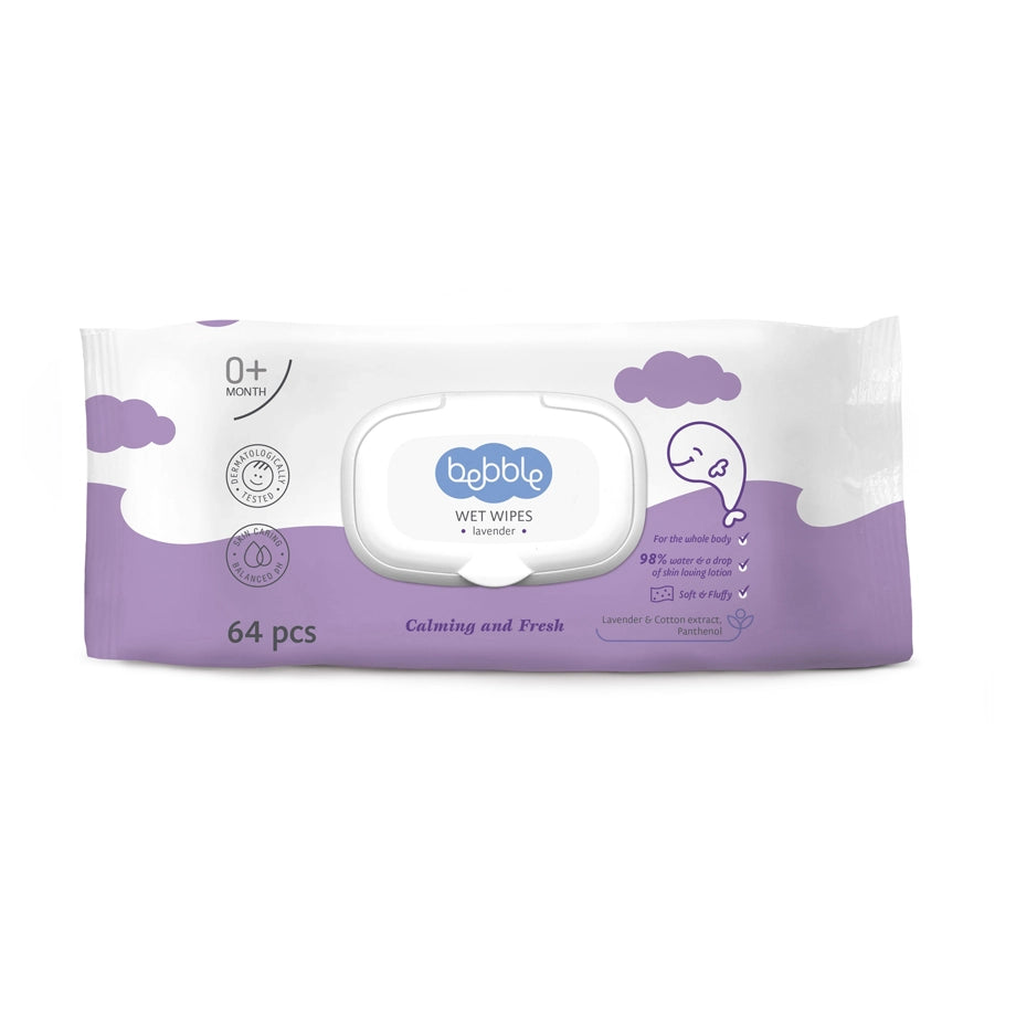 Bebble Wet Wipes Lav?nder 64 Pcs