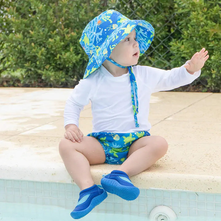 Green Sprouts Snap Reusable Absorbent Swimsuit Diaper Turtle Journey-6m+ (Royal Blue)