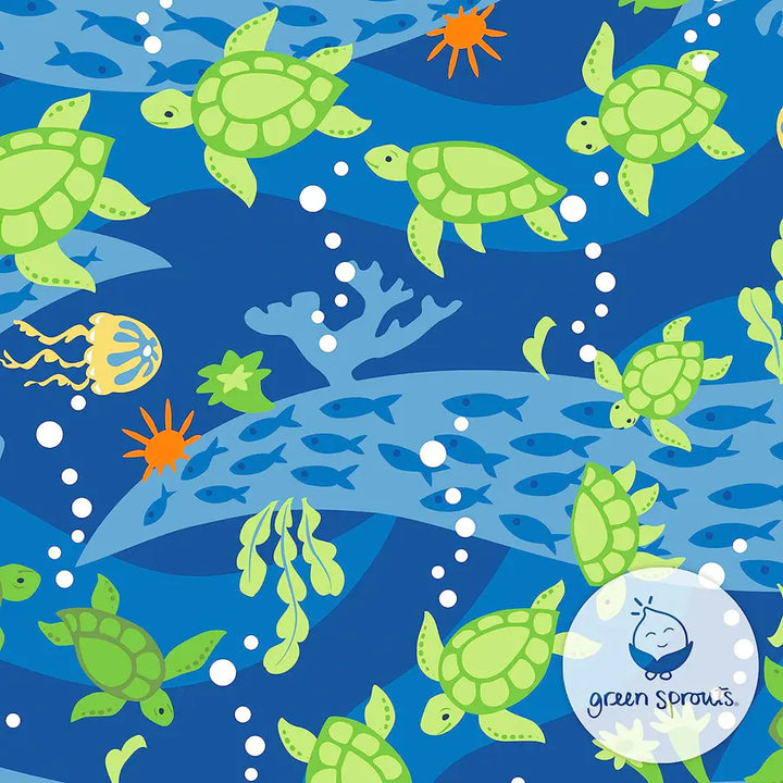 Green Sprouts Snap Reusable Absorbent Swimsuit Diaper Turtle Journey-6m+ (Royal Blue)