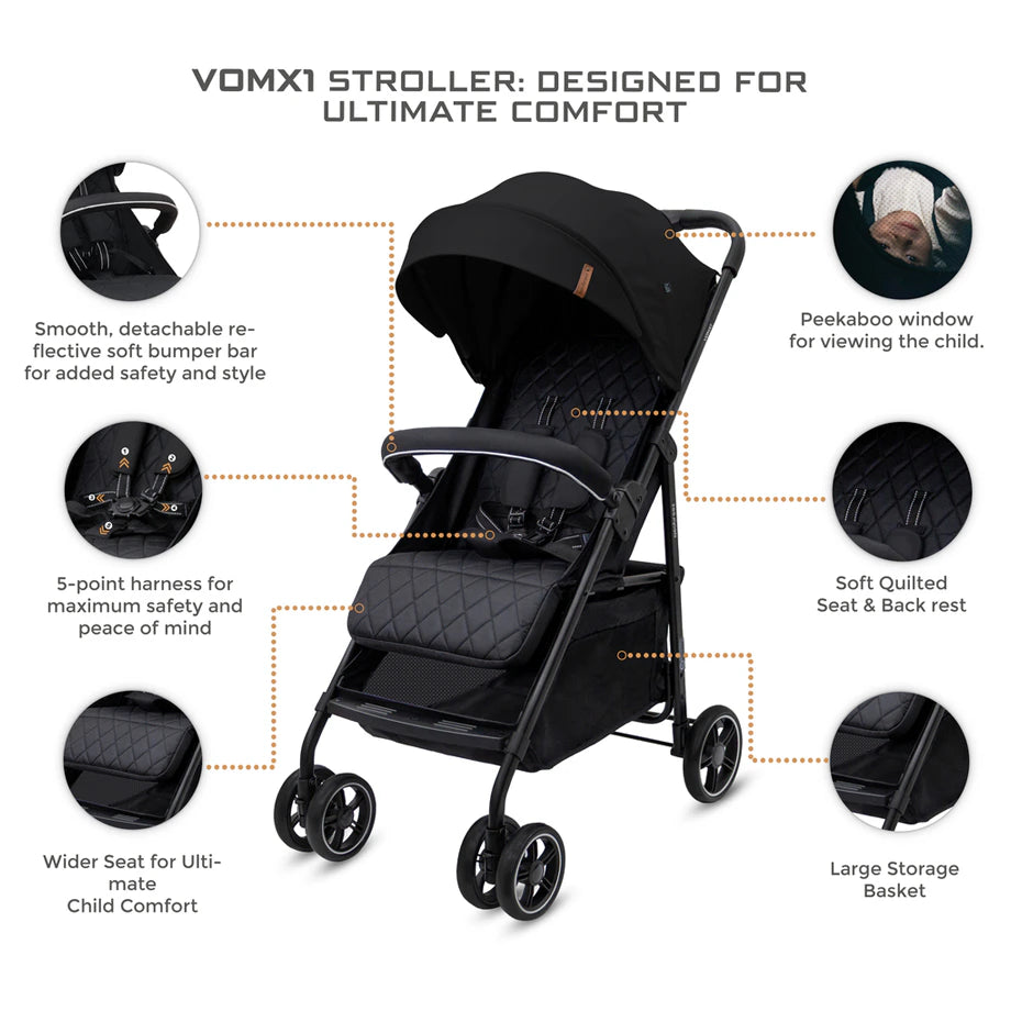 Neobreez Vomx1 Ultra Lightweight Stroller Compact & Quick-Fold Baby Travel Pushchair With Waterproof Upf 50+ Canopy