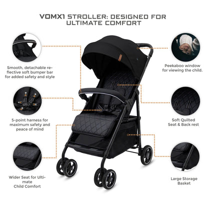 Neobreez Vomx1 Ultra Lightweight Stroller Compact & Quick-Fold Baby Travel Pushchair With Waterproof Upf 50+ Canopy