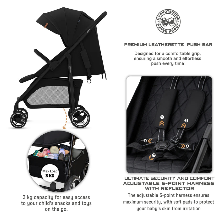 Neobreez Vomx1 Ultra Lightweight Stroller Compact & Quick-Fold Baby Travel Pushchair With Waterproof Upf 50+ Canopy