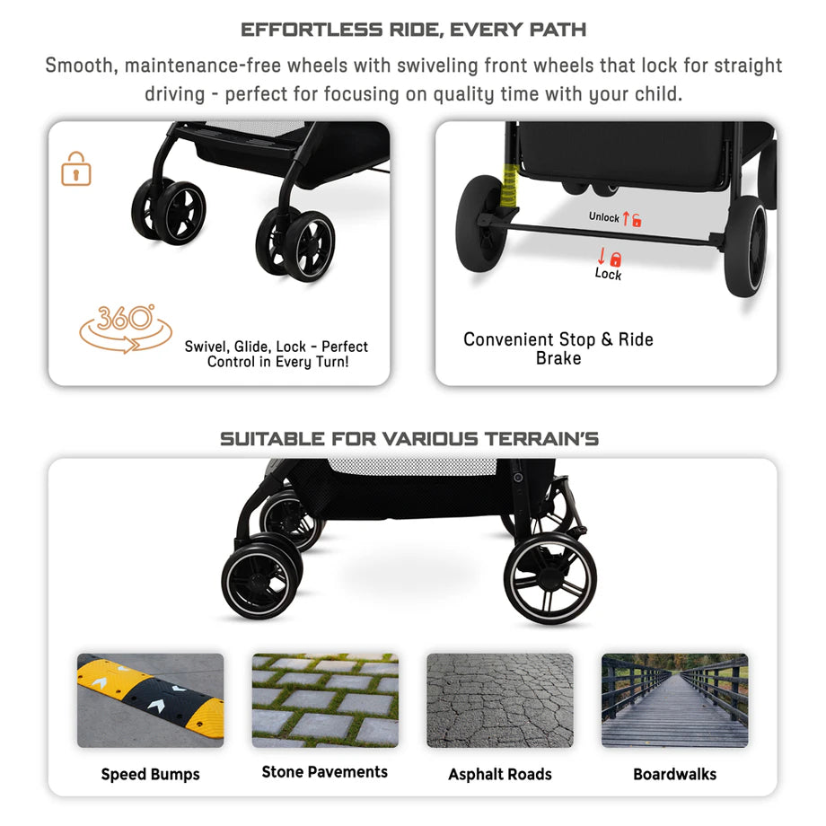 Neobreez Vomx1 Ultra Lightweight Stroller Compact & Quick-Fold Baby Travel Pushchair With Waterproof Upf 50+ Canopy
