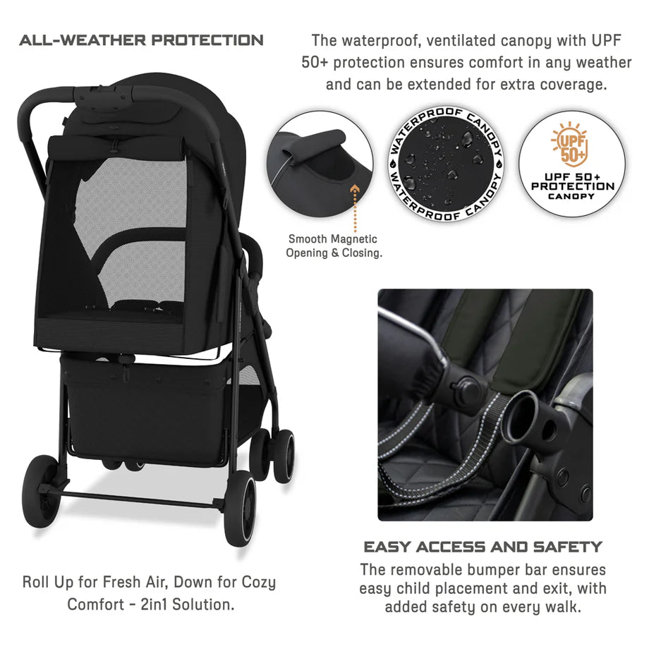 Neobreez Vomx1 Ultra Lightweight Stroller Compact & Quick-Fold Baby Travel Pushchair With Waterproof Upf 50+ Canopy