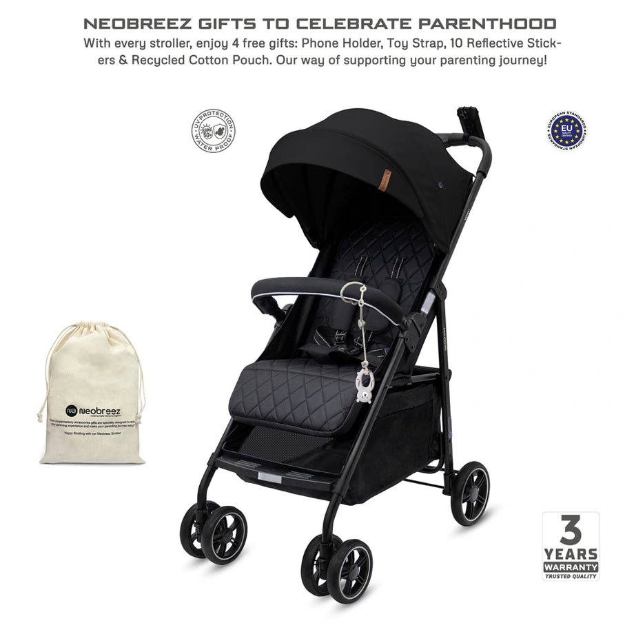 Neobreez Vomx1 Ultra Lightweight Stroller Compact & Quick-Fold Baby Travel Pushchair With Waterproof Upf 50+ Canopy