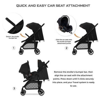 Neobreez Vomx1 Plus 2-In-1 Travel System Stroller Compact & Quick-Fold Baby Travel Pushchair With Waterproof Upf 50+ Canopy