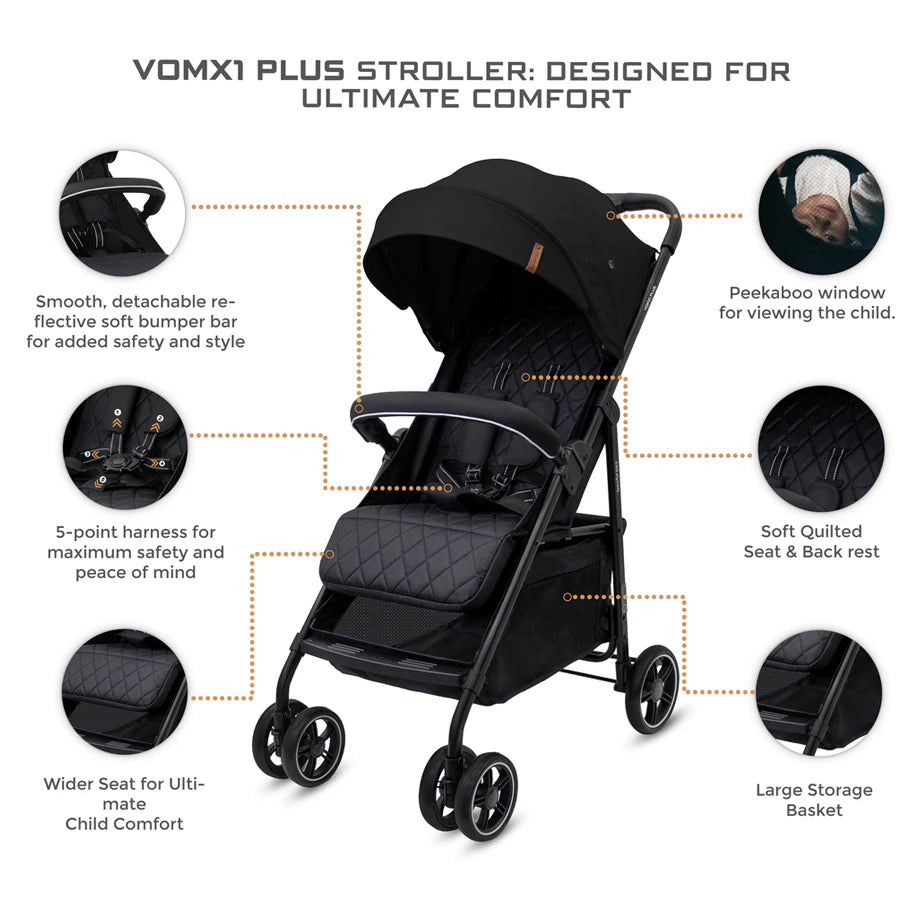 Neobreez Vomx1 Plus 2-In-1 Travel System Stroller Compact & Quick-Fold Baby Travel Pushchair With Waterproof Upf 50+ Canopy