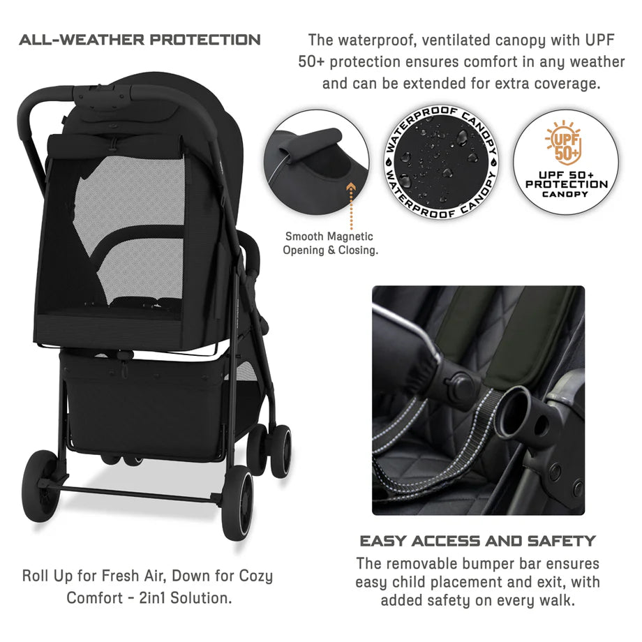 Neobreez Vomx1 Plus 2-In-1 Travel System Stroller Compact & Quick-Fold Baby Travel Pushchair With Waterproof Upf 50+ Canopy