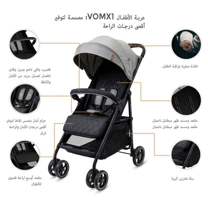 Neobreez Vomx1 Ultra Lightweight Stroller (Medium Gray)
