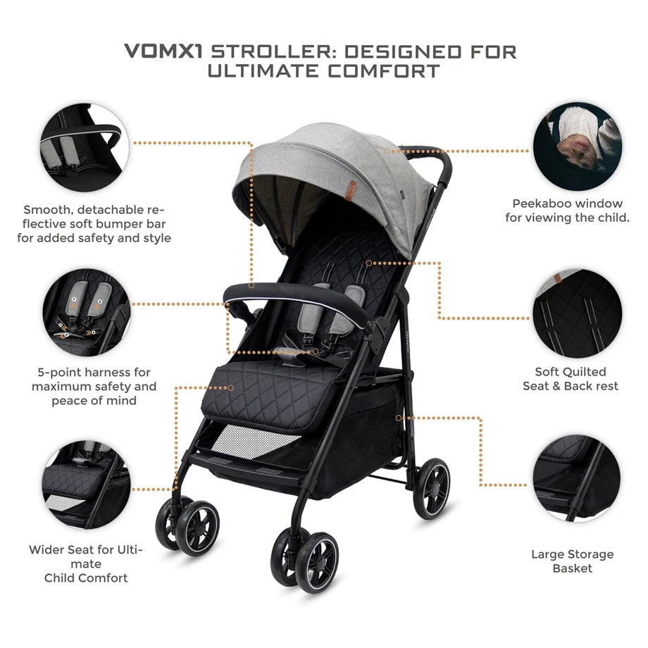 Neobreez Vomx1 Ultra Lightweight Stroller (Medium Gray)