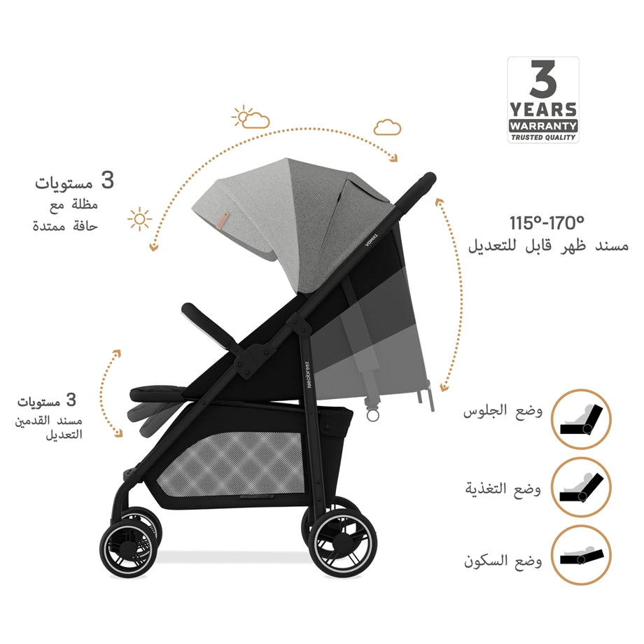 Neobreez Vomx1 Ultra Lightweight Stroller (Medium Gray)