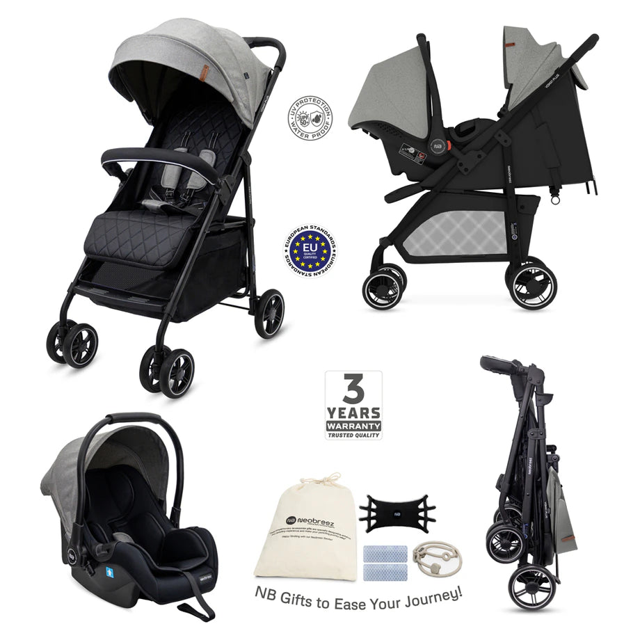 Neobreez Vomx1 Plus 2-In-1 Travel System Stroller Compact Quick-Fold, Upf 50+ Canopy