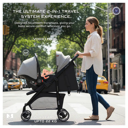 Neobreez Vomx1 Plus 2-In-1 Travel System Stroller Compact Quick-Fold, Upf 50+ Canopy