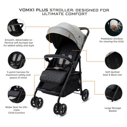 Neobreez Vomx1 Plus 2-In-1 Travel System Stroller Compact Quick-Fold, Upf 50+ Canopy