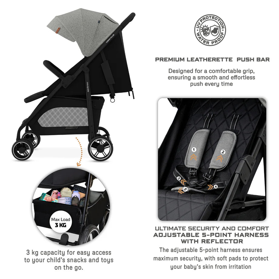 Neobreez Vomx1 Plus 2-In-1 Travel System Stroller Compact Quick-Fold, Upf 50+ Canopy