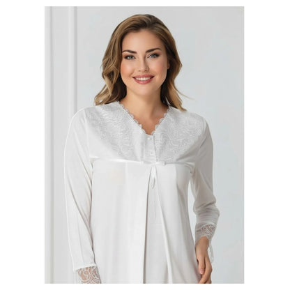 Mini Plum Nightie and Robe Set (White)