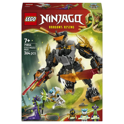 LEGO NINJAGO Cole’s Mission Mech & Dragon Zane 71854 Building Toy Set (364 Pieces)