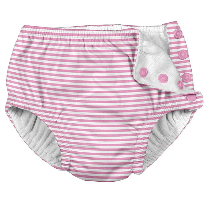 Green Sprouts Snap Reusable Absorbent Swimsuit Diaper Pinstripe 6m+ (Light Pink)