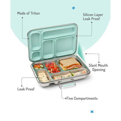 Bonfino Stainless Steel Bento Lunch Box 895ml (Green)