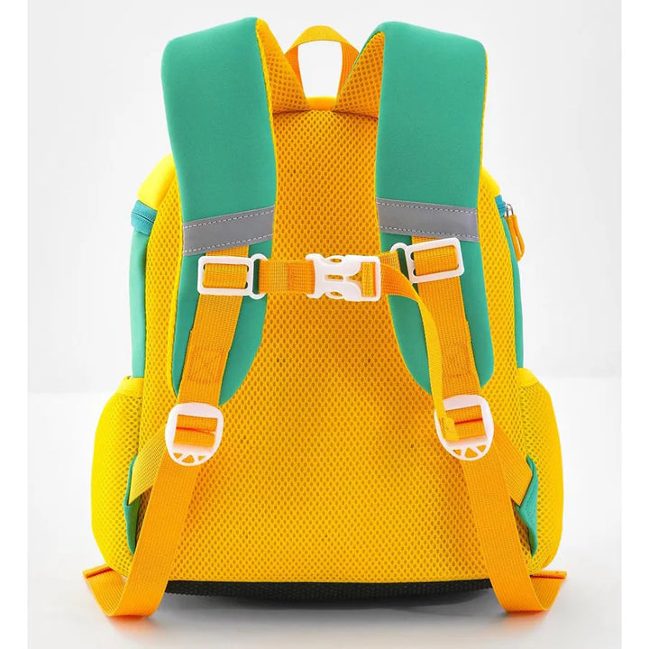 Bonfino Dino Printed School Bag 14"(Yellow and Green)