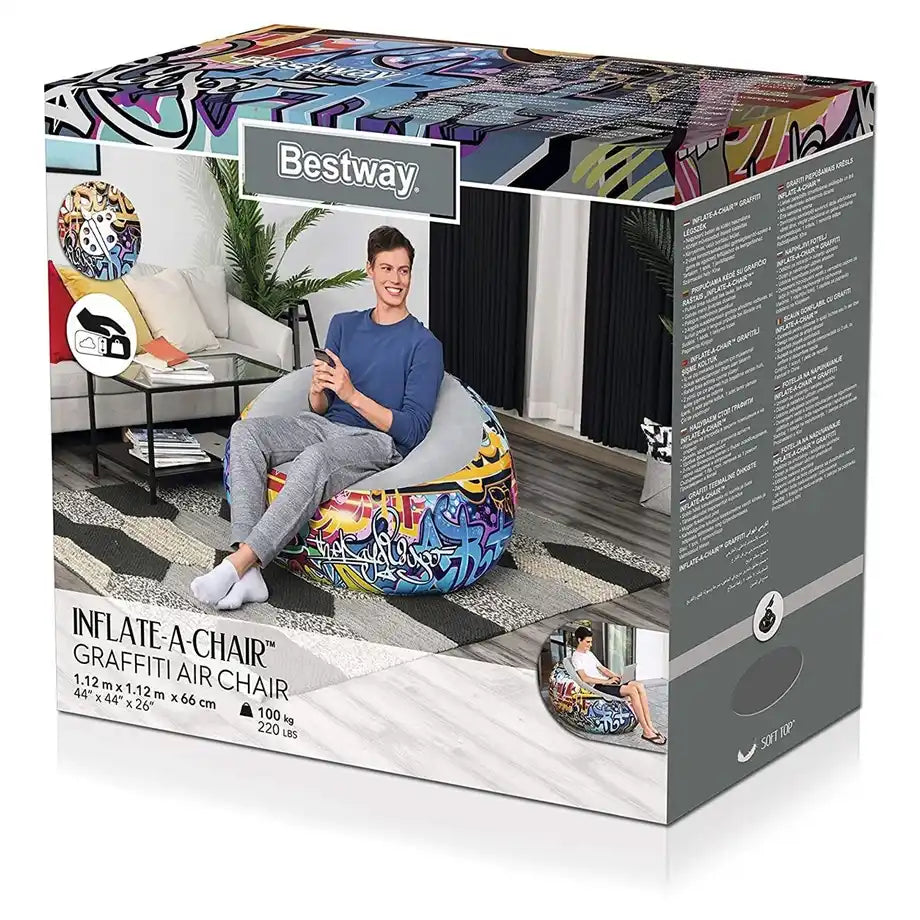 Bestway Graffiti Inflate-A-Chair (1.12 m x 1.12 m x 66 cm)