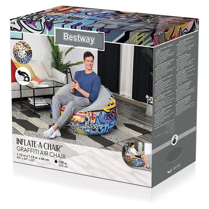 Bestway Graffiti Inflate-A-Chair (1.12 m x 1.12 m x 66 cm)