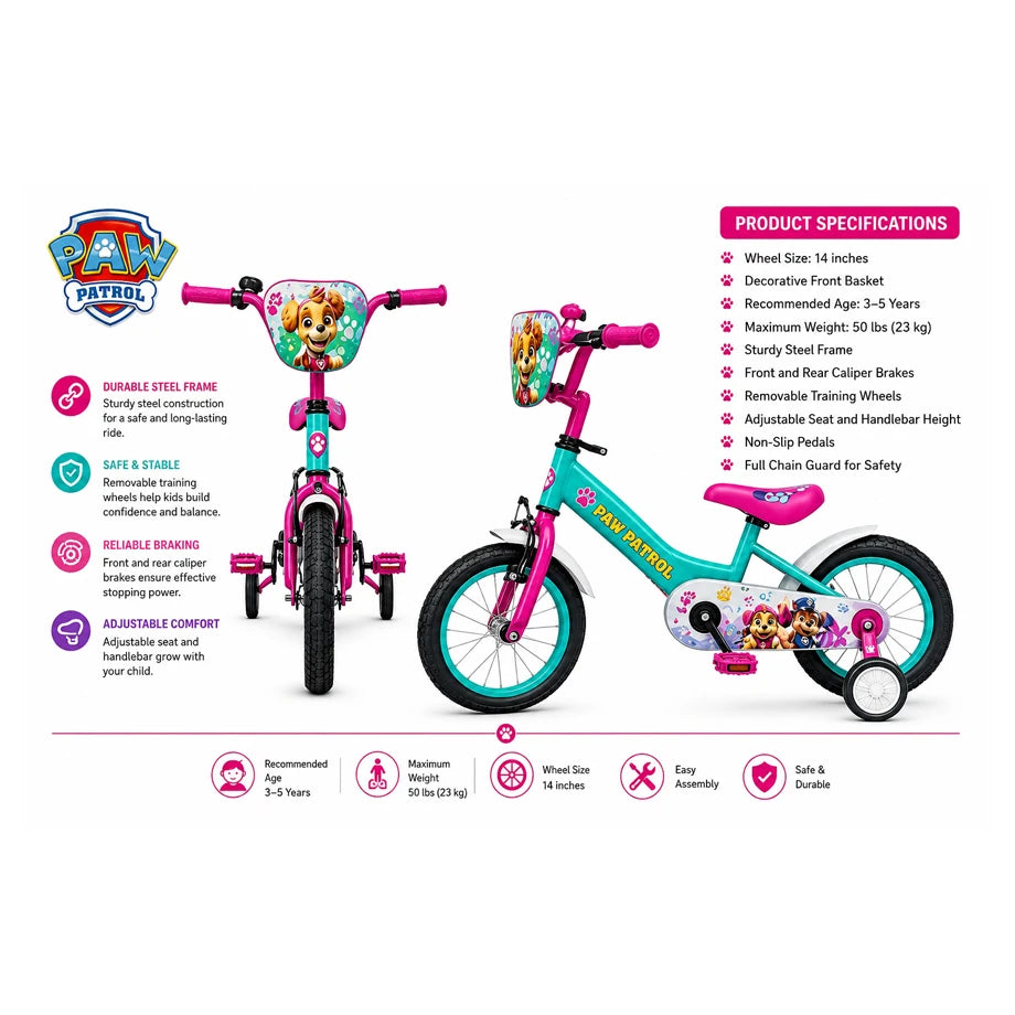 Ryder 14 Inch Bike With Diy Sky & Everest Deco Set