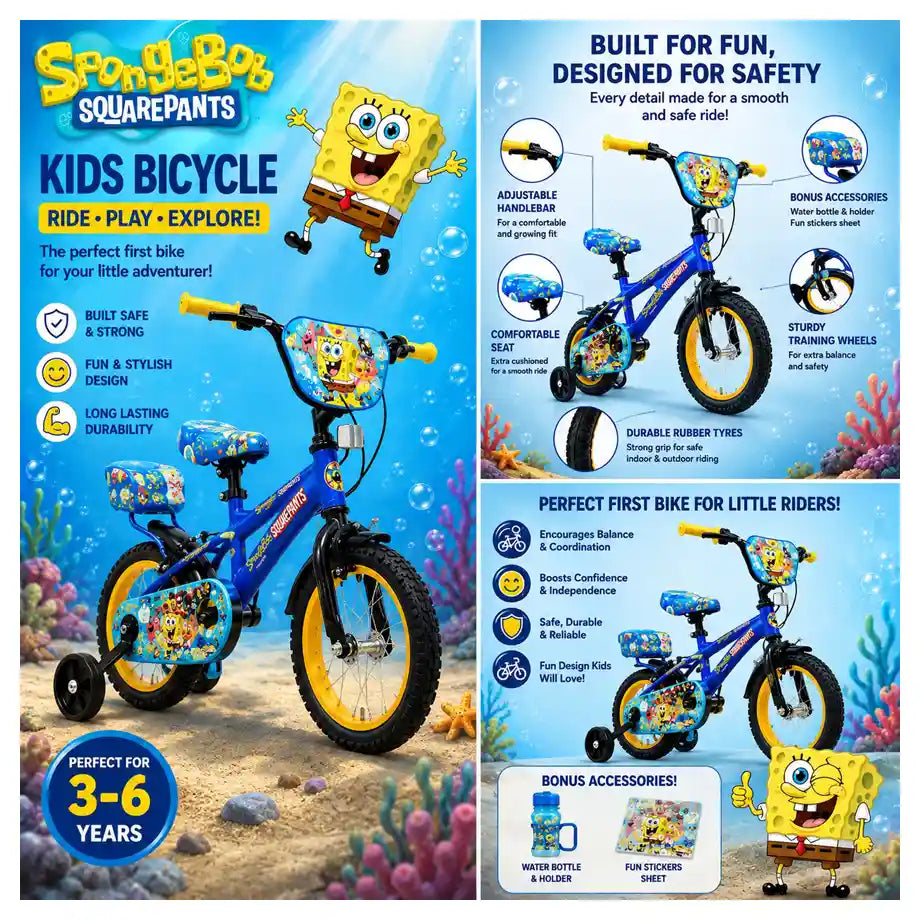 Ryder 12 Inch Bike With Diy Spongebob Deco Set