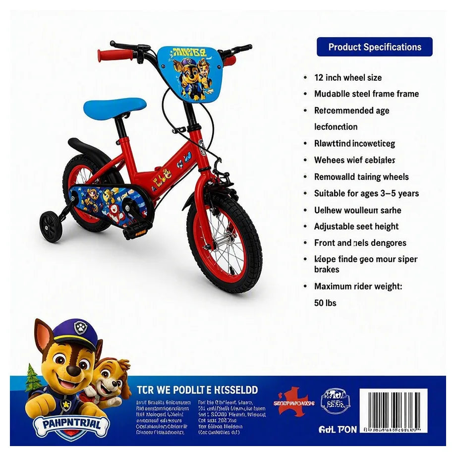 Ryder 12 Inch Bike With Diy Paw Patrol Deco Set
