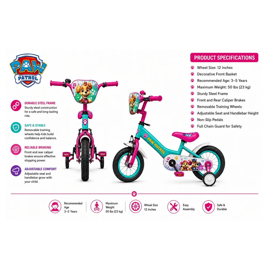 Ryder 12 Inch Bike With Diy Sky & Everest Deco Set