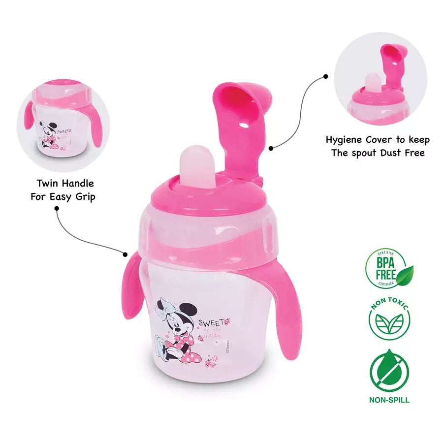 كوب ديزني بمقبض مزدوج خالٍ من مادة BPA مع غطاء، 4 أونصة (وردي) كوب ديزني بمقبض مزدوج خالٍ من مادة BPA مع غطاء، 4 أونصة (وردي)