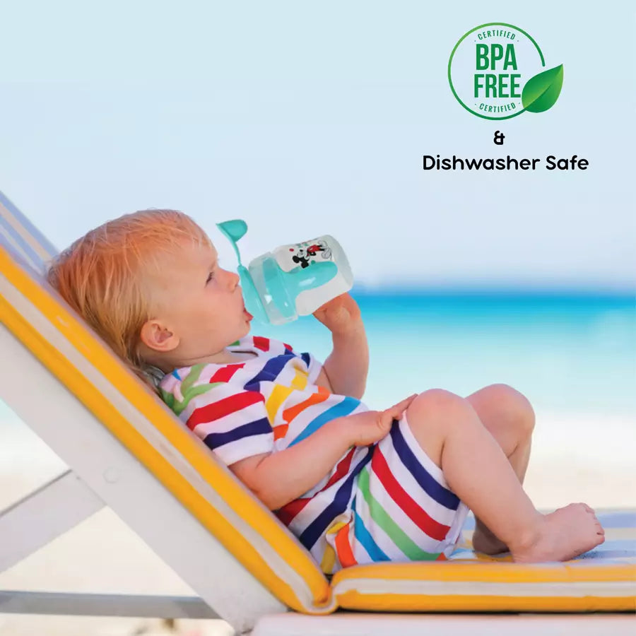 كوب ديزني بمقبض مزدوج خالٍ من مادة BPA مع غطاء، 4 أونصة (أزرق) كوب ديزني بمقبض مزدوج خالٍ من مادة BPA مع غطاء، 4 أونصة (أزرق)