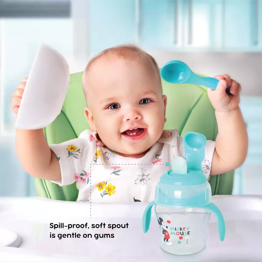 كوب ديزني بمقبض مزدوج خالٍ من مادة BPA مع غطاء، 4 أونصة (أزرق) كوب ديزني بمقبض مزدوج خالٍ من مادة BPA مع غطاء، 4 أونصة (أزرق)