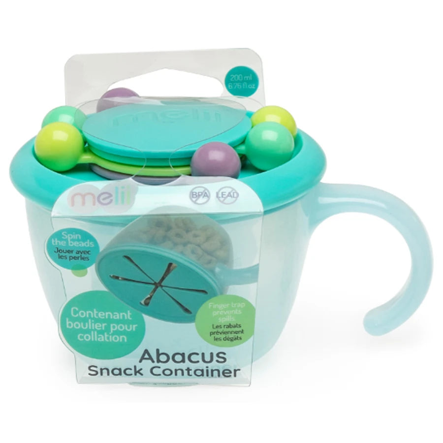 Melii Abacus Snack Container with finger trap Turquoise Melii Abacus Snack Container with finger trap Turquoise