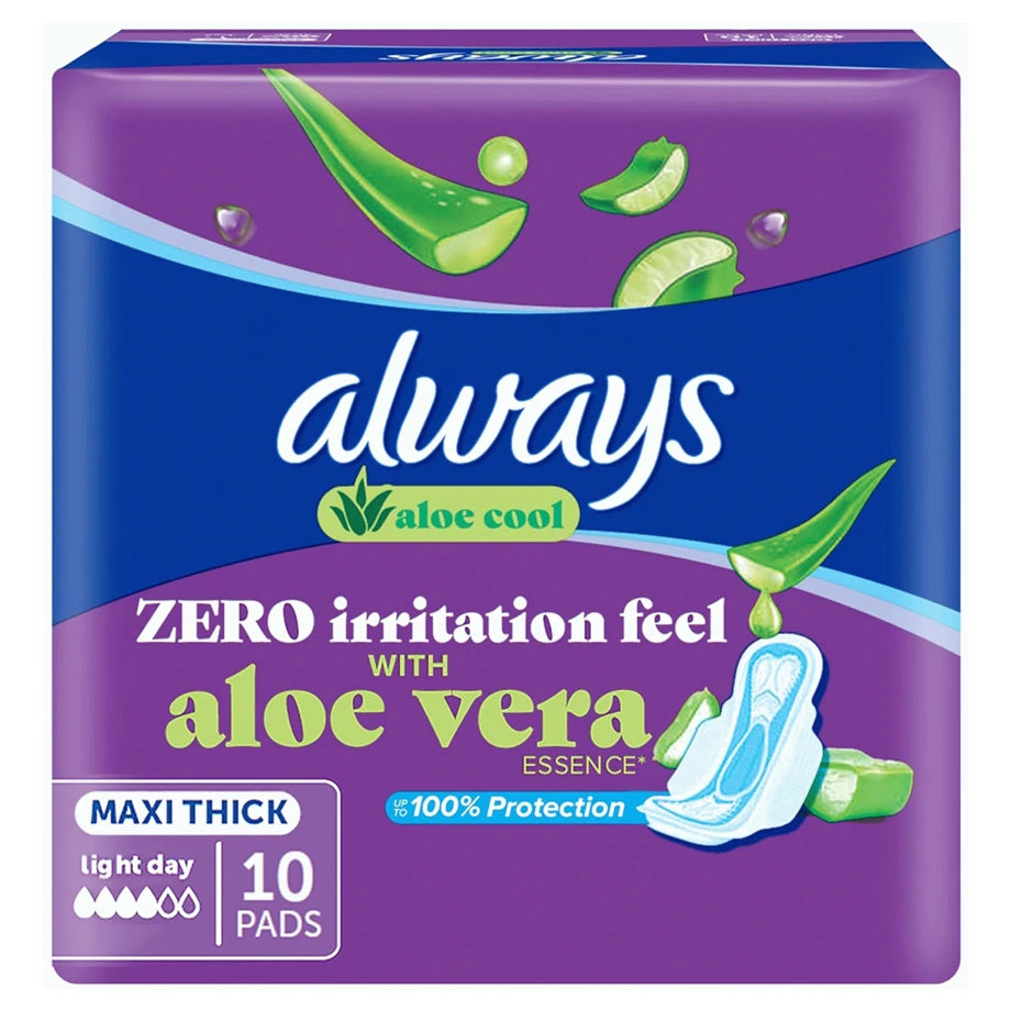 Always Aloe Cool Maxi Thick Sanitary Pads (10 Pieces)