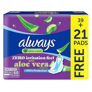 Always Aloe Cool Maxi Thick Sanitary Pads (60 Pieces)