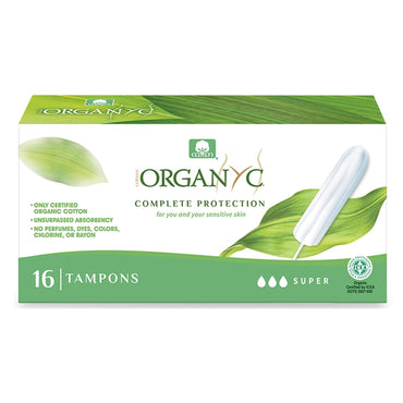 Organyc 100% Organic Cotton Applicator Free Tampons Super
