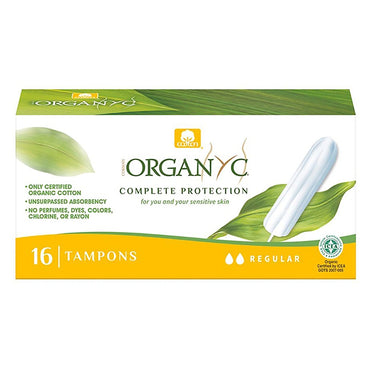 Organyc 100% Organic Cotton Applicator Free Tampons Regular
