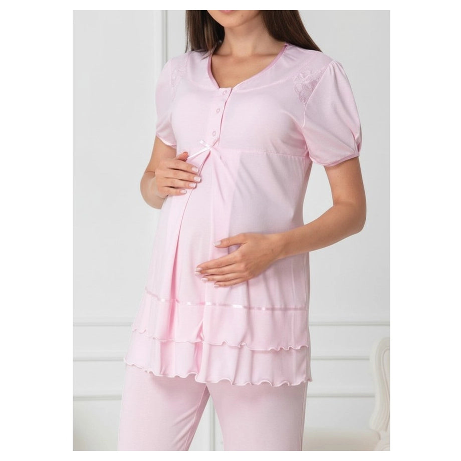 Mini Plum Pyjama Set Maternity & Nursing (Pink)