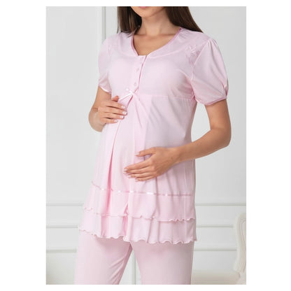 Mini Plum Pyjama Set Maternity & Nursing (Pink)