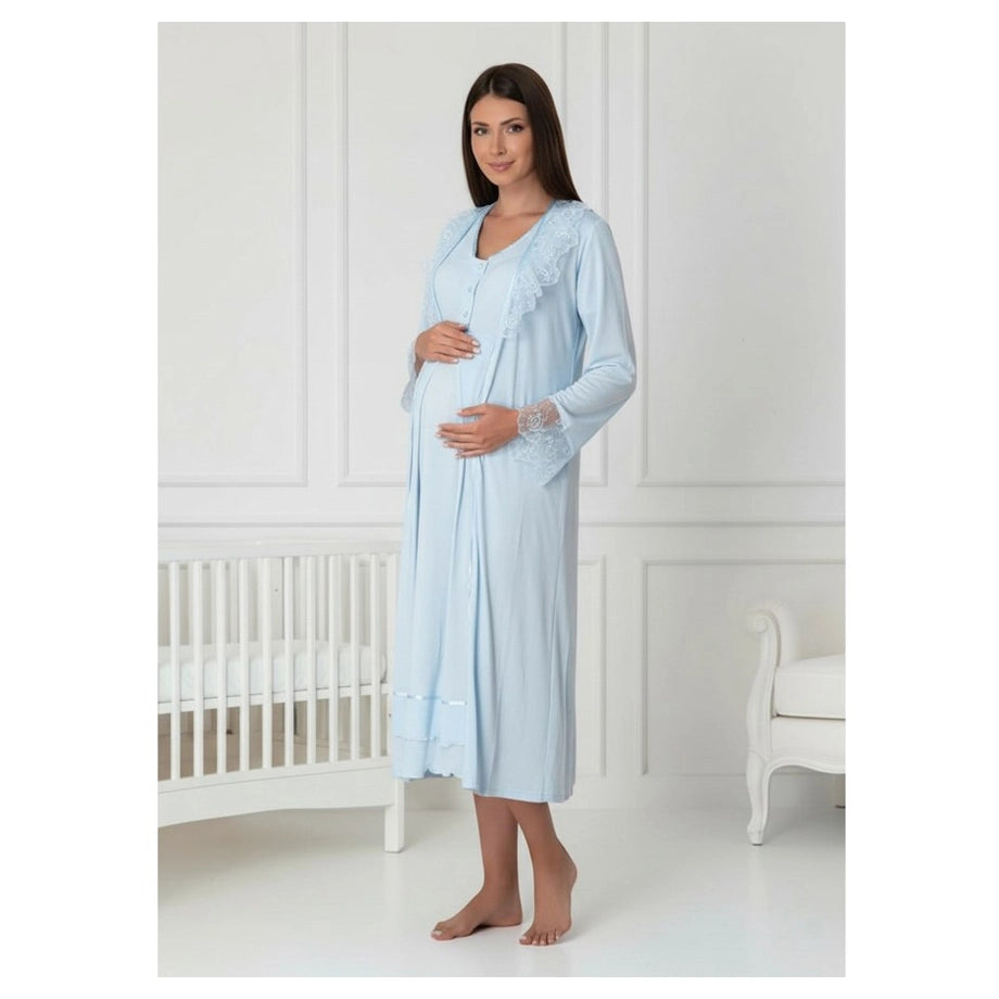 Mini Plum Nightie and Robe Set Maternity & Nursing (Blue)