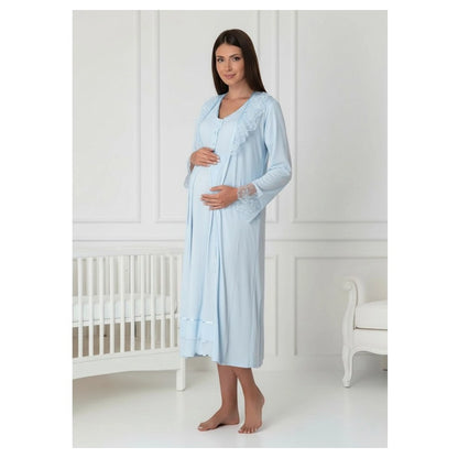 Mini Plum Nightie and Robe Set Maternity & Nursing (Blue)