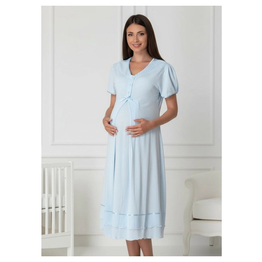 Mini Plum Nightie and Robe Set Maternity & Nursing (Blue)