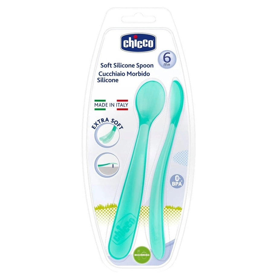 Chicco Soft Silicone Spoon BI-Pack Boy 6M+